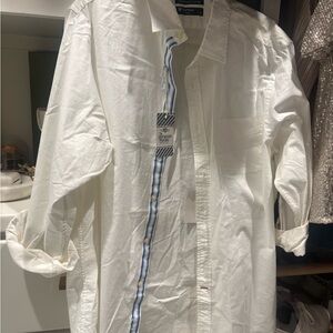 Daniel Cremieux Casual White and Blue Button Down Shirt